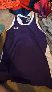 TCU farbiges Under Armour Tanktop Damen Small EU lila und weiß - Bild 1 von 3