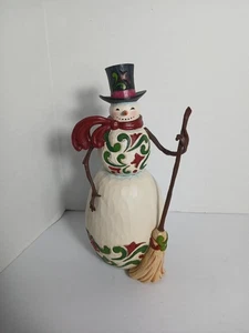 2017 Jim Shore "Share Some Cheer" Snowman Figurine Hat Broom Christmas 6001055 - Picture 1 of 13