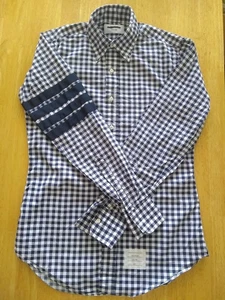 NWOT Thom Browne Blue Shepherd Check Grosgrain Sleeve Stripes TB2 15-33 - Picture 1 of 6