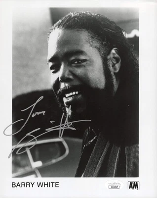 巴里·怀特签名 8x10 B&W A&M 宣传照片,JSA 和 PSA 认证亲笔签名 — 第 1/4 张图片