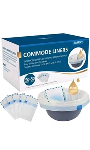 50 Pack Commode Liners with Absorbent Pads 50 Count Bedside Commode Liners an... - Picture 1 of 6