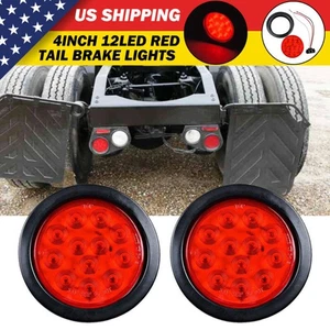 Pair 4" Red LED Tail Reverse Brake Lights for Kenworth Peterbilt Truck Trailer - Picture 1 of 9