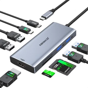 USB C Hub Multiport Adapter for MacBook Pro/Air, 9 in 1 USB C Dongle Dock Mac... - Picture 1 of 8