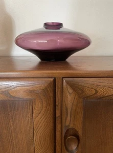 Murano Large Squat Amethyst Vase 12” Mid Century Modern Vintage Retro Design - Picture 1 of 4