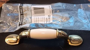 2 Amerock Hardware Drawer Handle Pulls Brass & Ivory Porcelain 3" c2c BP76245-W3 - Picture 1 of 4