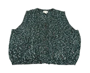 Vintage St Johns Bay Womens Sweater Vest Granola Indie Marled Full Zip XL Forest - Picture 1 of 8