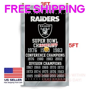 Oakland Raiders Las Vegas 3x5 ft Flag Champions NFL  Banner FREE Shipping - Picture 1 of 15