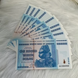 10pc Zimbabwe 100 Trillion Dollar Banknote Unique Paper Collection for Collector - Picture 1 of 6