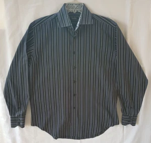 Mens Neiman Marcus Multicolor Striped Collared Contrast Long Sleeve Shirt Size L - Picture 1 of 15