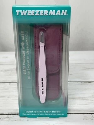 Tweezerman Slant Tweezers with case - FULL-SIZE ~ New in Package ~ Pink - Image 1 of 2