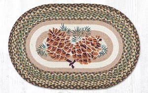 Braided Jute Stenciled Print Oval Area Rug. Earth Rugs. LARGE PINECONE - Picture 1 of 1