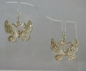 Farfalla Insetto Bug Argento Strass Orecchini Trafitto 7L 8 - Foto 1 di 4