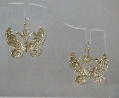 Farfalla Insetto Bug Argento Strass Orecchini Trafitto 7L 8 - Immagine 1 di 4
