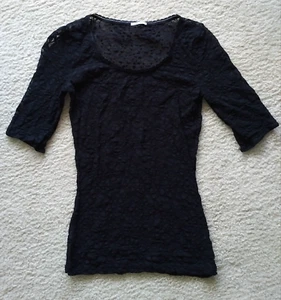 Wolford Top de Encaje Suave Diafano Jersey Tejido Ligero S-M Cuello Redondo Cómodo - Imagen 1 de 13