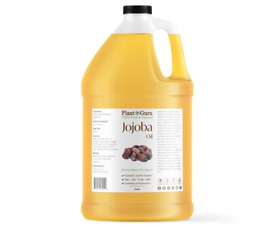 PLANT GURU Golden Jojoba Oil Gallon 7.5 lbs. 100% Pure Cold Pressed For Hair, Face, Massage
