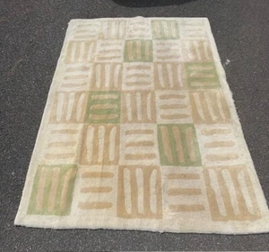 Used NEXT wool rug cream & green pattern 180cm x 120 cm - Picture 1 of 4