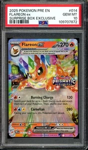 PSA 10 Flareon ex 014/131 Stamped Primatic Evolution Surprise Box Promo - Bild 1 von 3
