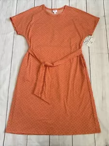 LuLaRoe Marly Vestito Donna Taglia Large Arancione Manica Corta Camicia Vestito Cintura NUOVO - Foto 1 di 7