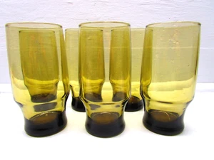 Tumblers 5.5" by Libbey Tawny Brown Glasses Barware Mid Century Modern Set of 6 - Picture 1 of 4