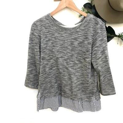 Top Anthropologie Clu Willoughby para mujer XSmall gris con volantes en la espalda Ainsley mixto Foto 1 de 4