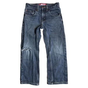 Levis 514 Straight Jeans Kids Youth Tag 6 Reg X 18.5 Distressed Blue Adjustable - Picture 1 of 12
