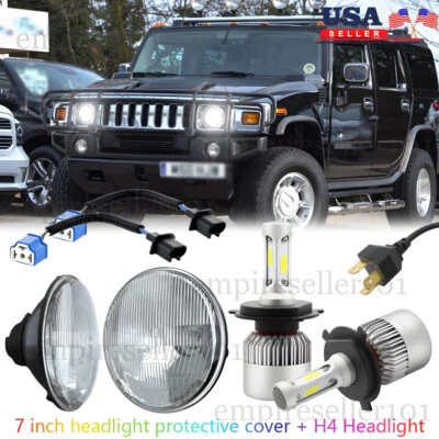 Par de faros LED redondos de 7 pulgadas DRL de haz alto bajo para Hummer H2 2003-2009 DOT Foto 1 de 4