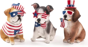 4Th of July Decorations Puppy Dog Patriotic Decoration, Medium 3Pcs Dogs Figurin - Picture 1 of 12