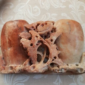 Brushpot Vase Japanese Carved Soapstone - Picture 1 of 7