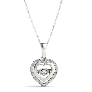1/4 Ct Sterling Silver Diamond Heart Pendant Necklace 18" H-I Color, I2 Clarity - Picture 1 of 6