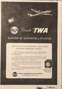 1955 RCA Weather-Eye Mapping Radar PRINT AD TWA Super G Constellation Vintage 1950s - Bild 1 von 5