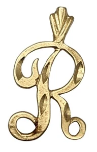VINTAGE Solid 14k Yellow Gold Ladies Charm Pendant INITIAL "R" - Picture 1 of 3