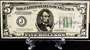 FR. 1956-J $5 1934 FRN Courtesy Autograph Henry Morgenthau Jr AU **RARE** - Picture 1 of 2