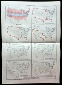 Original Victorian United States Historical Map (1888) Ex Britannica 9th Ed Maps - Picture 1 of 5
