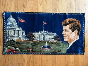 Vtg 1960's President John F Kennedy White House Rug Tapestry Art 38 X 20 JFK - Picture 1 of 9