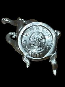 Estatuilla pulpo derretido cara reloj pieza de peltre pequeña escultura 3,75 pulgadas - Imagen 1 de 11