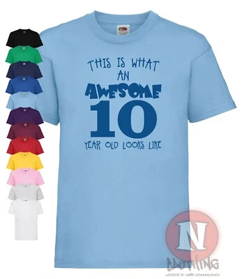 NAUGHTEES CLOTHING Toll 10 Jahre Alt Kinder T-Shirt 10th Geburtstagsparty Bedruckt T-Shirt