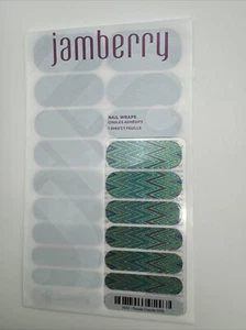 Jamberry Nail Wraps Razzle Dazzle Full Sheet (green sparkle Chevron/glitter) - Picture 1 of 2