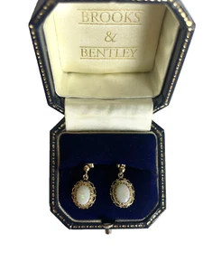 Fire Opal Earrings 9ct Gold 1.25ct Opal Vintage earrings Stud Opal Gold Earrings - Picture 1 of 14