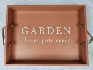 Serving/Garden Tray Wood "Garden flower pots seeds" 16” X 12” X 2.5” - Picture 1 of 2