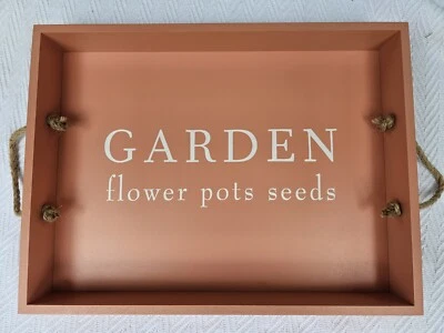 Serving/Garden Tray Wood "Garden flower pots seeds" 16” X 12” X 2.5” - Image 1 of 2