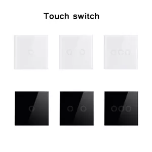 LED light Touch Switch EU/UK Tempered Glass Panel Sensor Wall lamp Switch 220V - Picture 1 of 21
