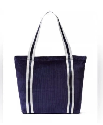 Victoria's Secret PINK Navy Blue Soft Velour Ribbed Shoulder Bag Zip Closure NWT - Image 1 of 3