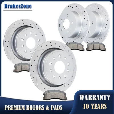 Kit de pastillas de rotores de freno delanteros y traseros aptos para frenos perforados de titanio Ford Focus Foto 1 de 4