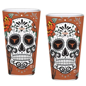 Texas Longhorns Two-Pack 16oz. Dia De Los Muertos Pint Glass Set - Picture 1 of 2