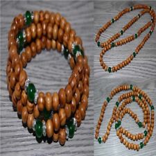 8mm brown round Pine Wood green jade 108 knot Bracelet Fashion Enthusiasts