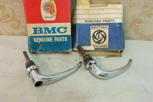 2 NOS GENUINE BMC CHROME 'L' DOOR HANDLES CLASSIC AUSTIN MORRIS WOLSELEY - Picture 1 of 7
