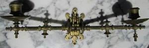 Rara applique pianoforte doppia parete ottone antico XIX secolo ornato portacandele - Foto 1 di 5