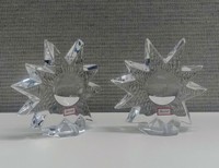 Pair / Authentic Signed BACCARAT Crystal Sun Star Paperweights / Sculptures