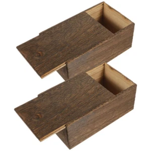 2 Pcs Small Container Wooden Storage Box Empty Desktop Jewelry for Case - Picture 1 of 12