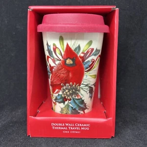 Lenox Winter Greetings Cardinal Thermo Travel Mug Tasse Becher Porzellan NEU - Bild 1 von 12